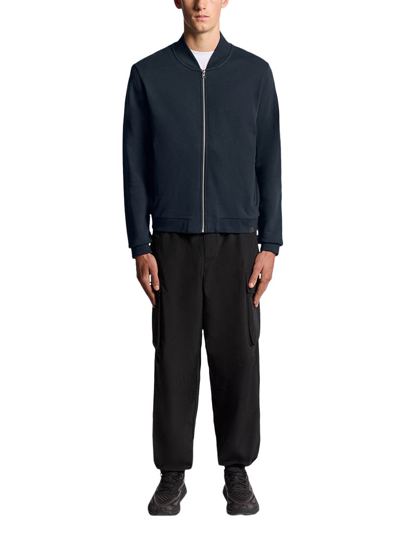 Product image 2 of 6, which shows Lyle & Scott Zip Front Cotton Bomber Jacket, Dark Navy, XS