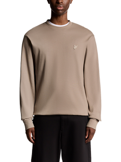 Lyle & Scott Interlock Crew Neck Cotton Jumper, Cobblestone