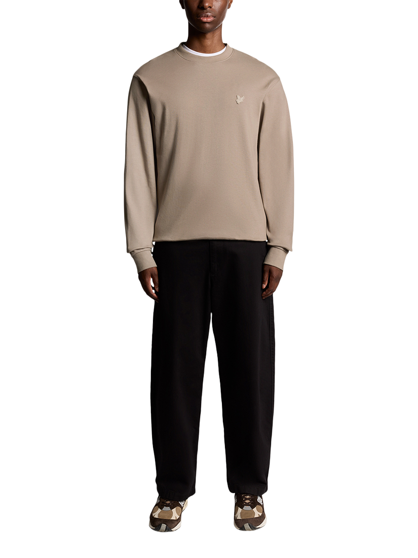 Product image 2 of 6, which shows Lyle & Scott Interlock Crew Neck Cotton Jumper, Cobblestone, XS