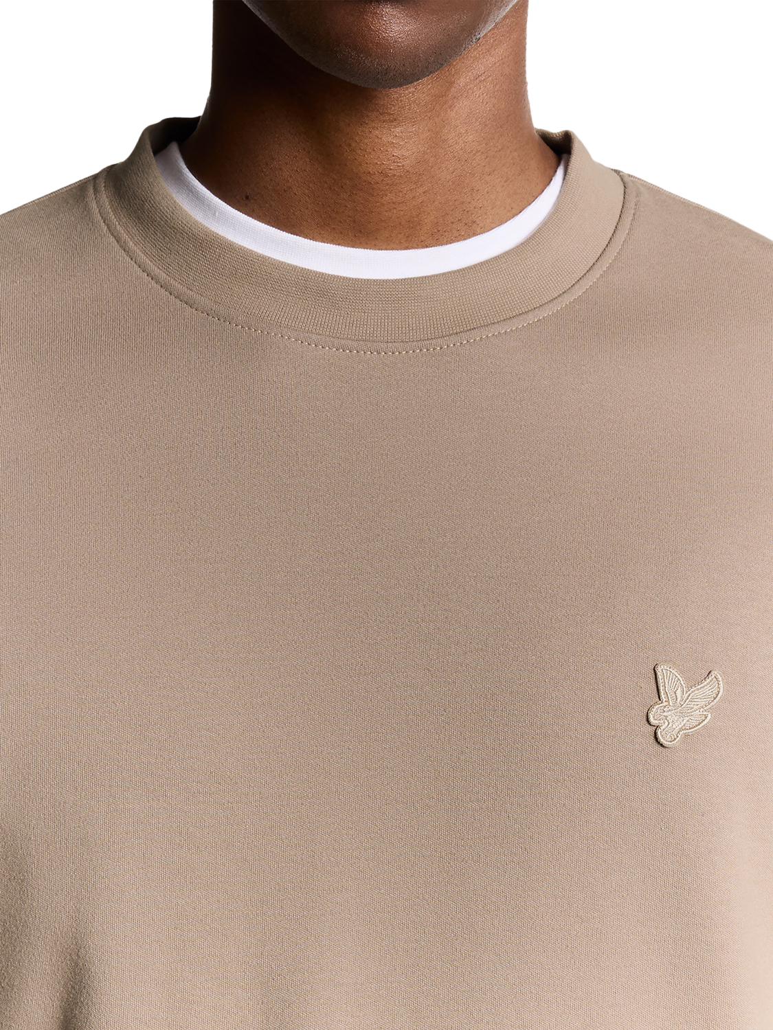 Product image 3 of 6, which shows Lyle & Scott Interlock Crew Neck Cotton Jumper, Cobblestone, XS