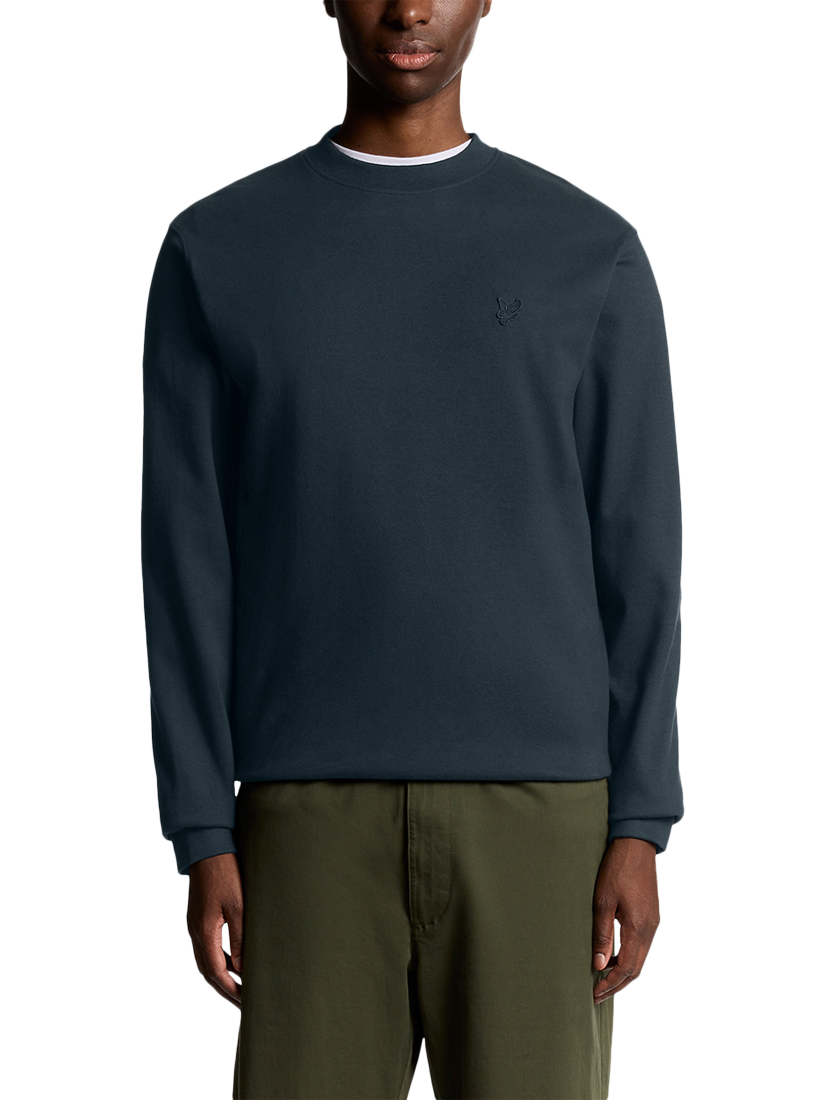 Product image 1 of 6, which shows Lyle & Scott Interlock Crew Neck Cotton Jumper, Carbon, XS