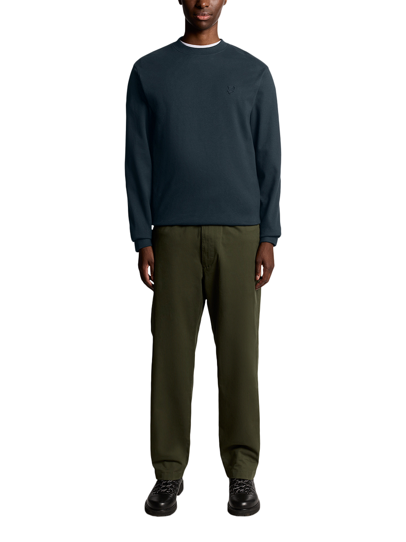 Product image 2 of 6, which shows Lyle & Scott Interlock Crew Neck Cotton Jumper, Carbon, XS