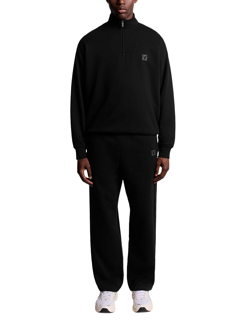 Product image 2 of 6, which shows Lyle & Scott Cotton Blend Zip-Neck Lounge Top, Jet Black, XS
