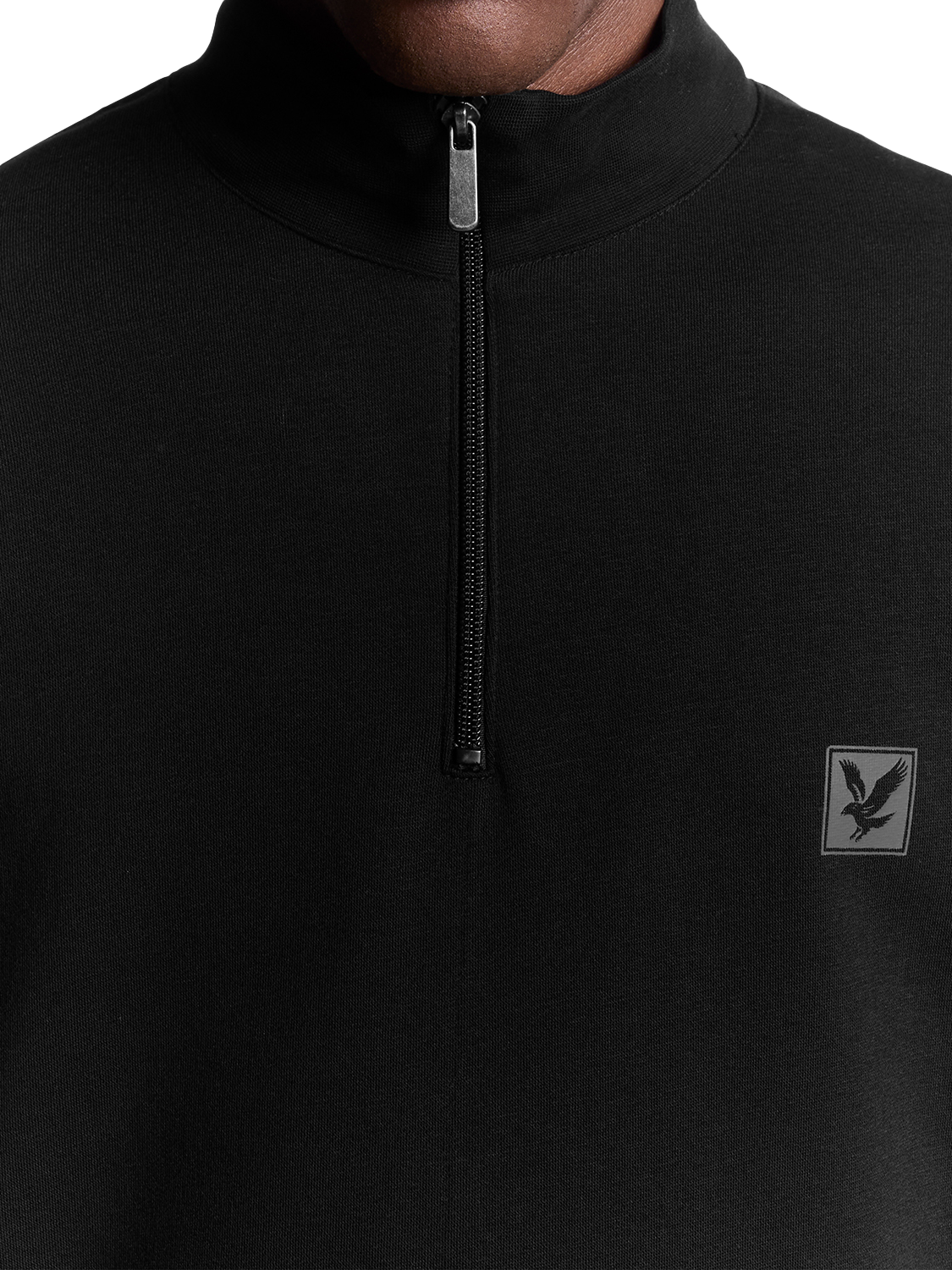 Product image 3 of 6, which shows Lyle & Scott Cotton Blend Zip-Neck Lounge Top, Jet Black, XS
