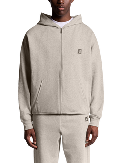 Lyle & Scott Cotton Blend Zip-Through Lounge Hoodie, Oatmeal Marl