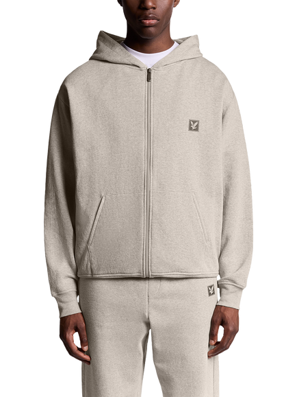 Lyle & Scott Cotton Blend Zip-Through Lounge Hoodie, Oatmeal Marl