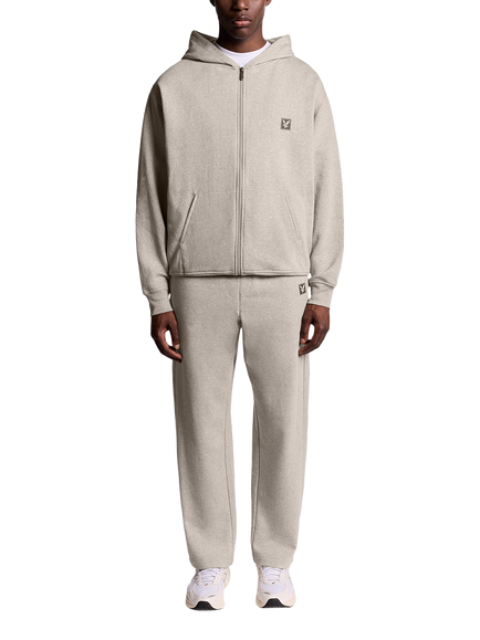Lyle & Scott Cotton Blend Zip-Through Lounge Hoodie - view 2, Oatmeal Marl