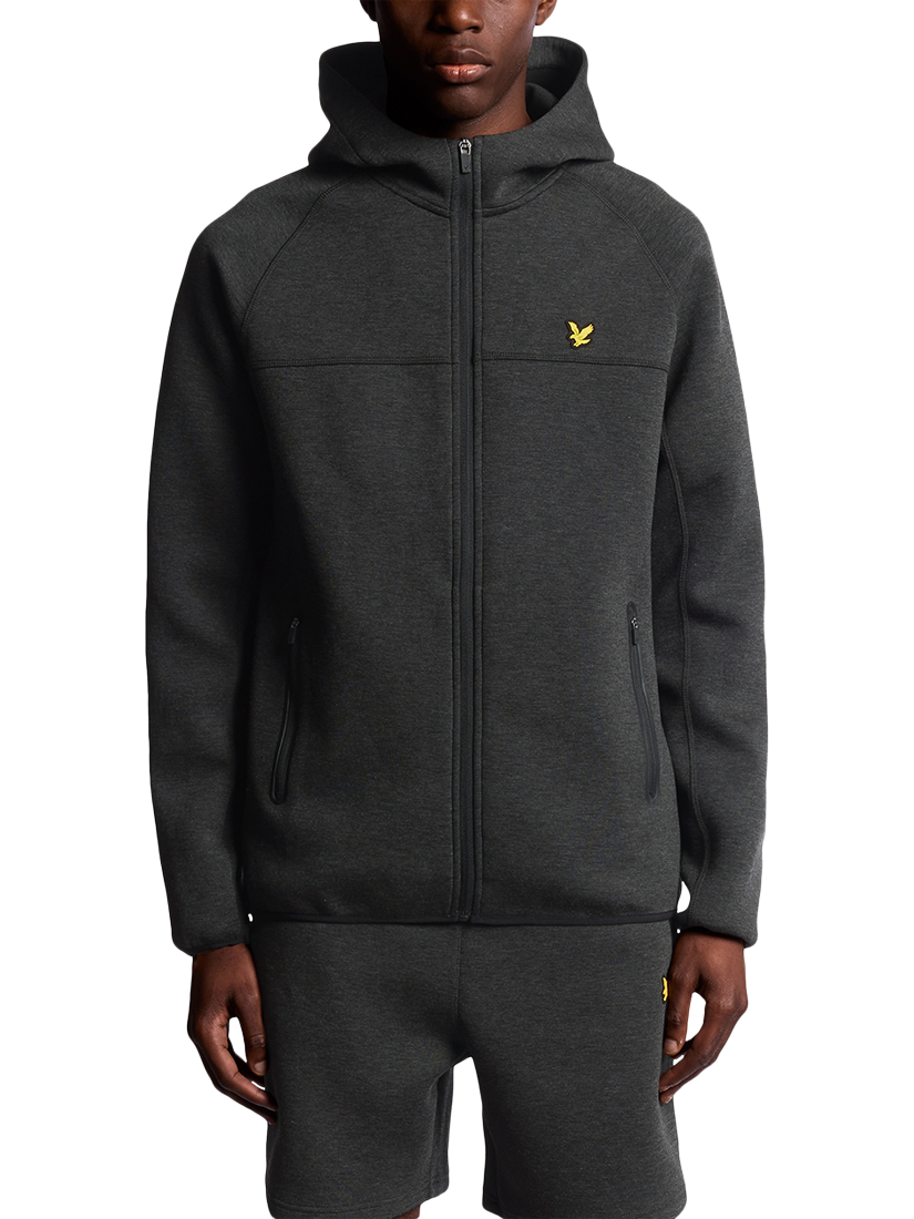 Product image 1 of 6, which shows Lyle & Scott Neoprene Hooded Zip Front Track Jacket, Jet Black Marl, XXL