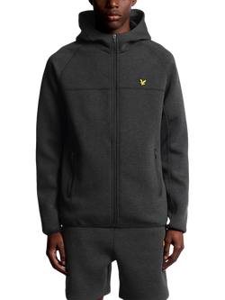 Lyle & Scott Neoprene Hooded Zip Front Track Jacket, Jet Black Marl
