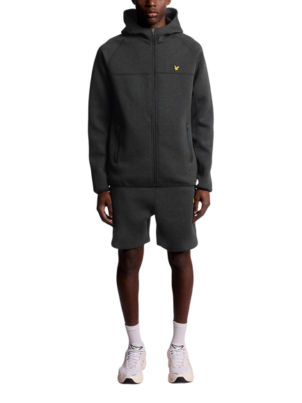 Lyle & Scott Neoprene Hooded Zip Front Track Jacket - view 2, Jet Black Marl