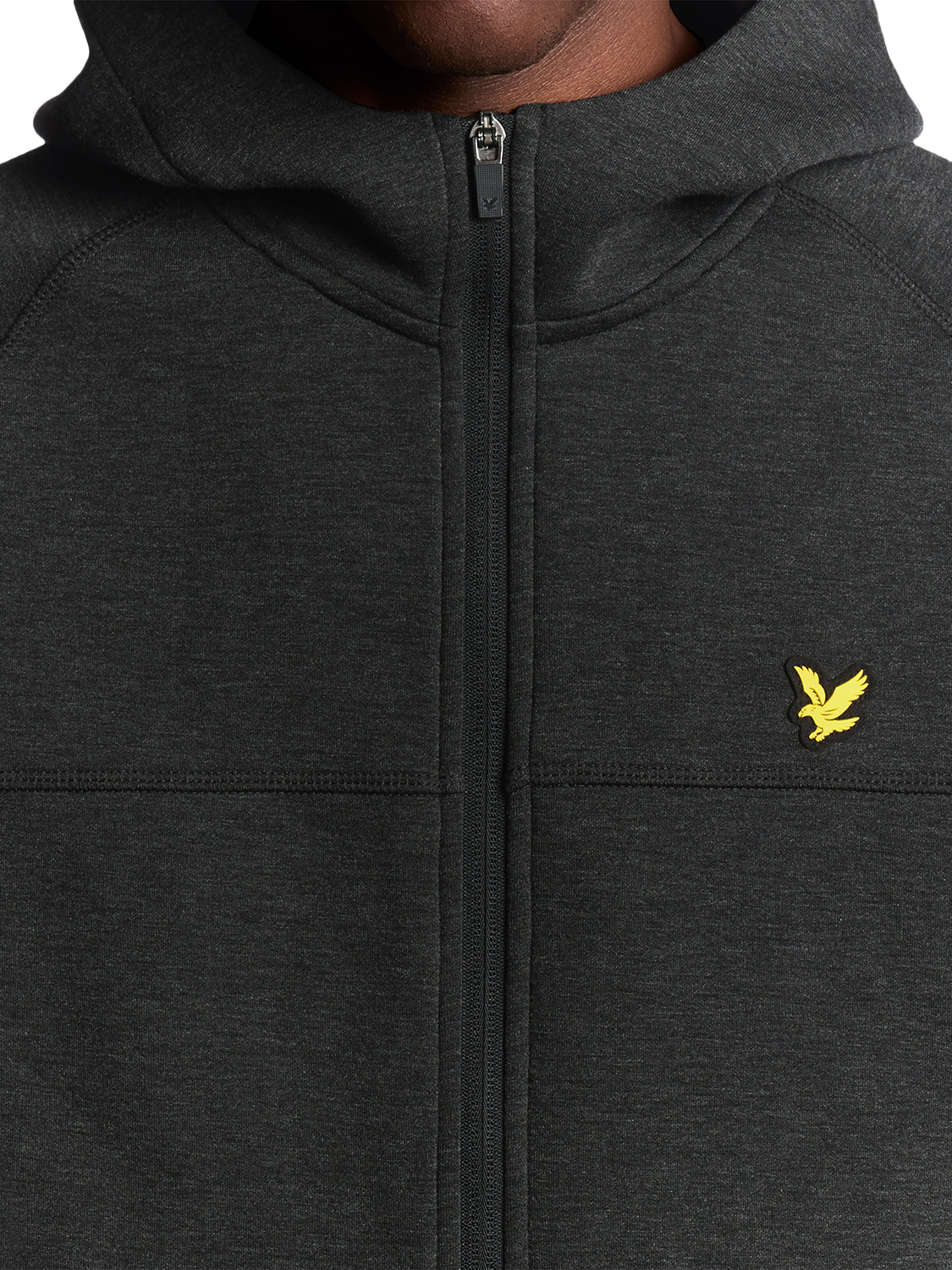 Product image 3 of 6, which shows Lyle & Scott Neoprene Hooded Zip Front Track Jacket, Jet Black Marl, XXL