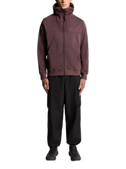 Lyle & Scott Cotton Blend Panelled Hybrid Long Sleeve Hooded Jumper - view 2, Espresso