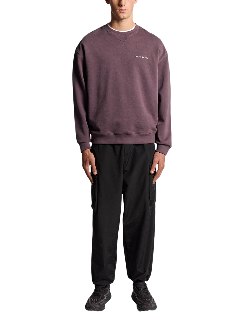Product image 2 of 6, which shows Lyle & Scott Script Cotton Sweatshirt, Dusky Maroon, XXL