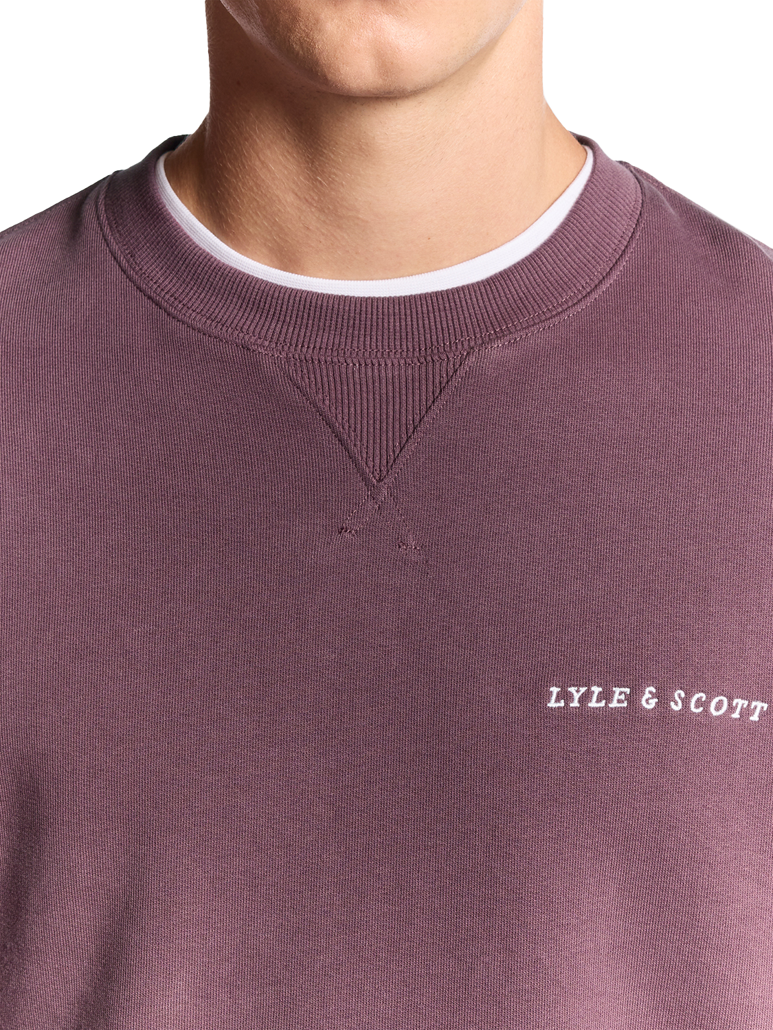 Product image 3 of 6, which shows Lyle & Scott Script Cotton Sweatshirt, Dusky Maroon, XXL