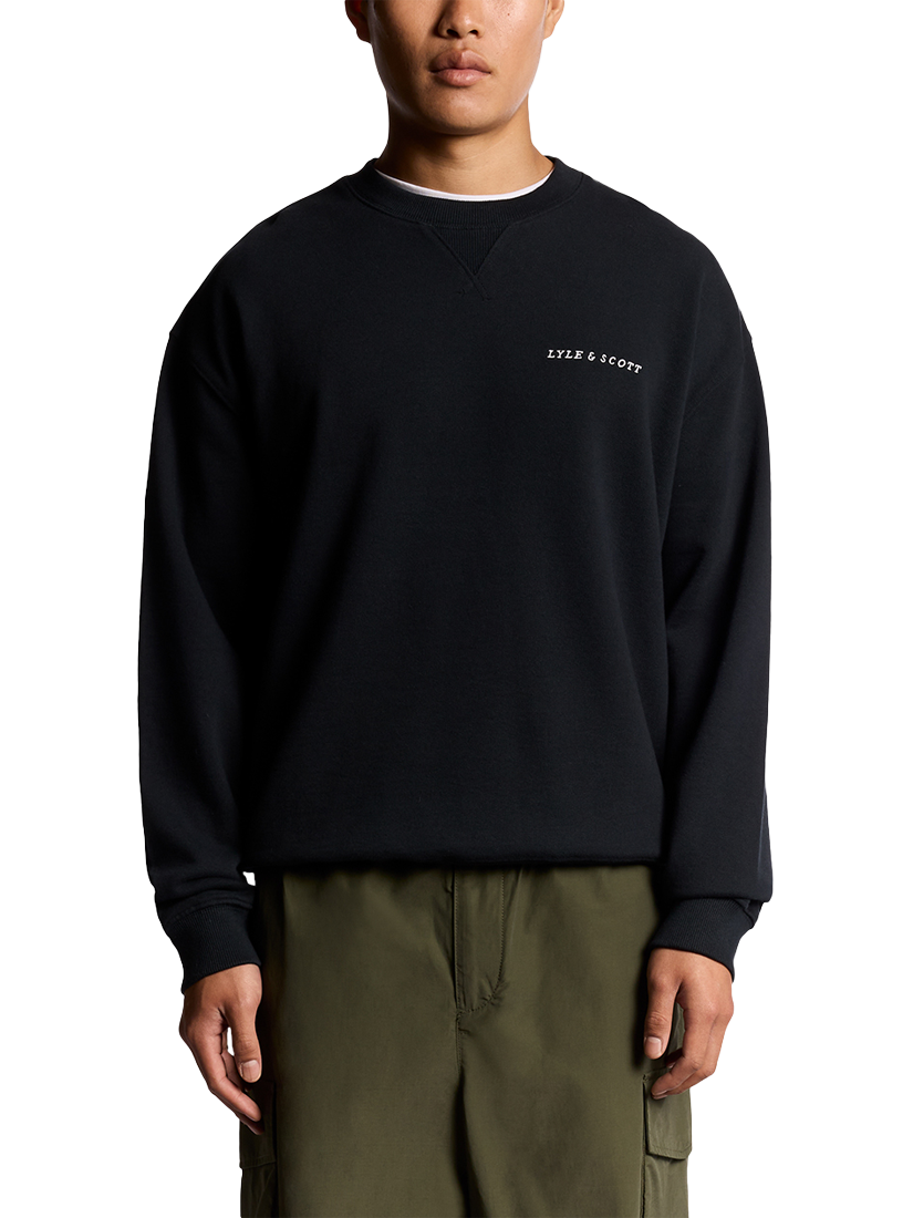 Product image 1 of 6, which shows Lyle & Scott Script Cotton Sweatshirt, Dark Navy, XXL