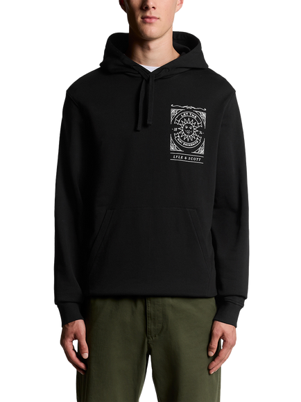 Lyle & Scott Sunshine Inn Graphic Print Cotton Hoodie, Jet Black
