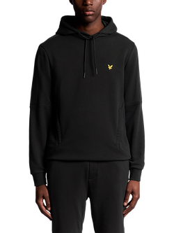 Lyle & Scott Cotton Blend Tape Detail Hoodie, Jet Black