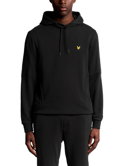 Lyle & Scott Cotton Blend Tape Detail Hoodie, Jet Black