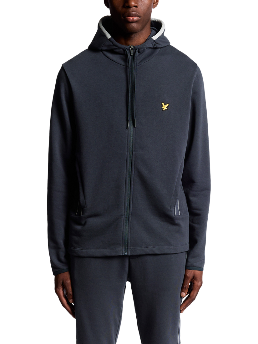 Product image 1 of 6, which shows Lyle & Scott Tape Detail Zip-Through Track Top, Dark Navy, XXL
