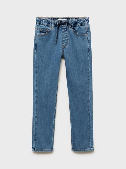 Mango Kids' Comfy Drawstring Jeans, Medium Blue