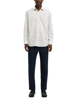 Selected Regular Fit Cotton Stripe Shirt, White - view 2, White