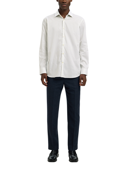 Selected Regular Fit Cotton Stripe Shirt, White - view 2, White