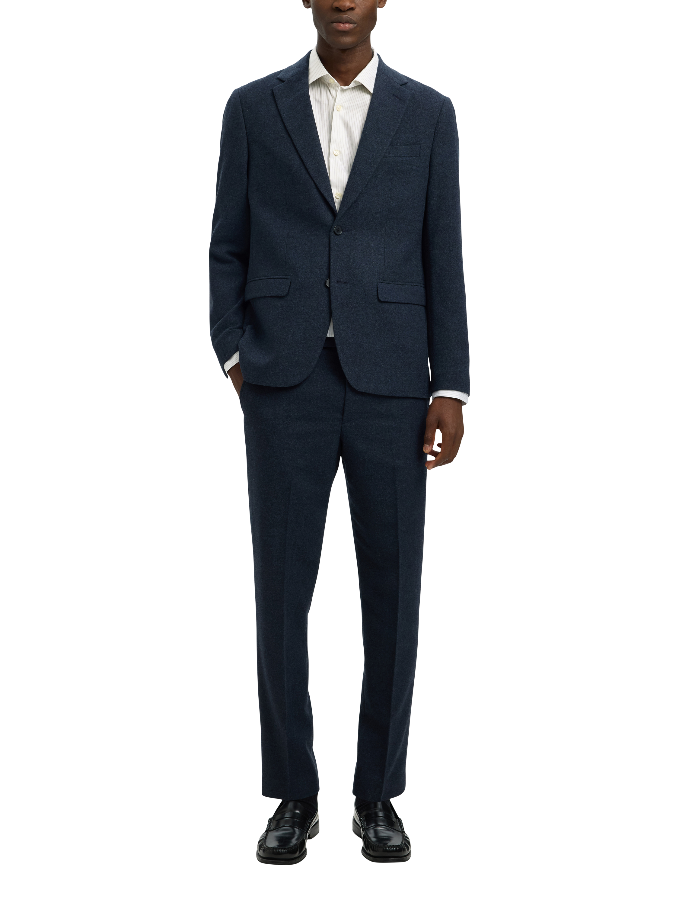 Product image 6 of 6, which shows Selected Regular Fit Cotton Stripe Shirt, White, S