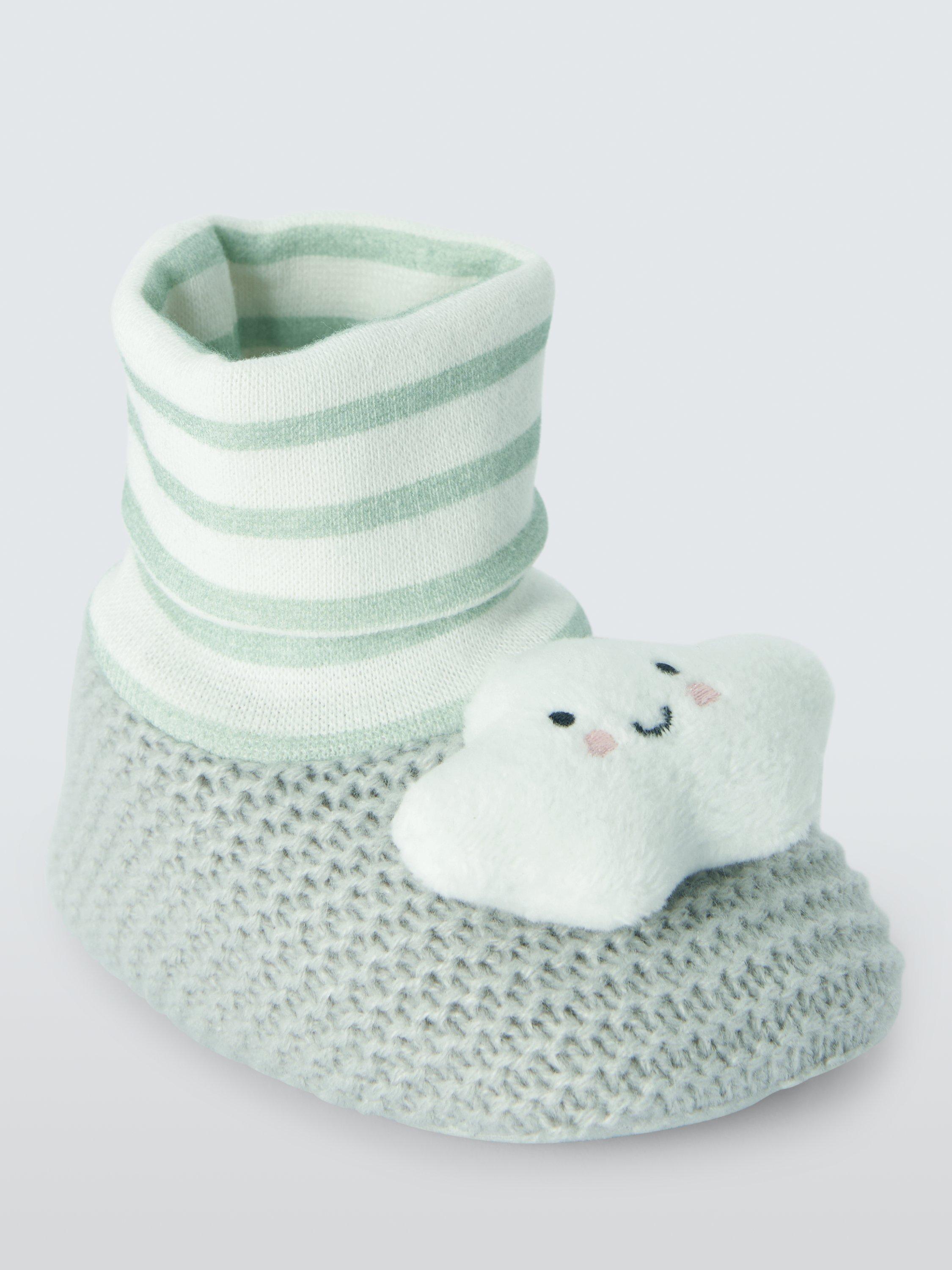 Product image 1 of 3, which shows John Lewis Baby Moon & Cloud Sock Top Booties, Multi, 0-3 months