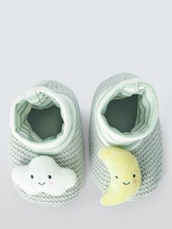 John Lewis Baby Moon & Cloud Sock Top Booties, Multi - view 2, Multi