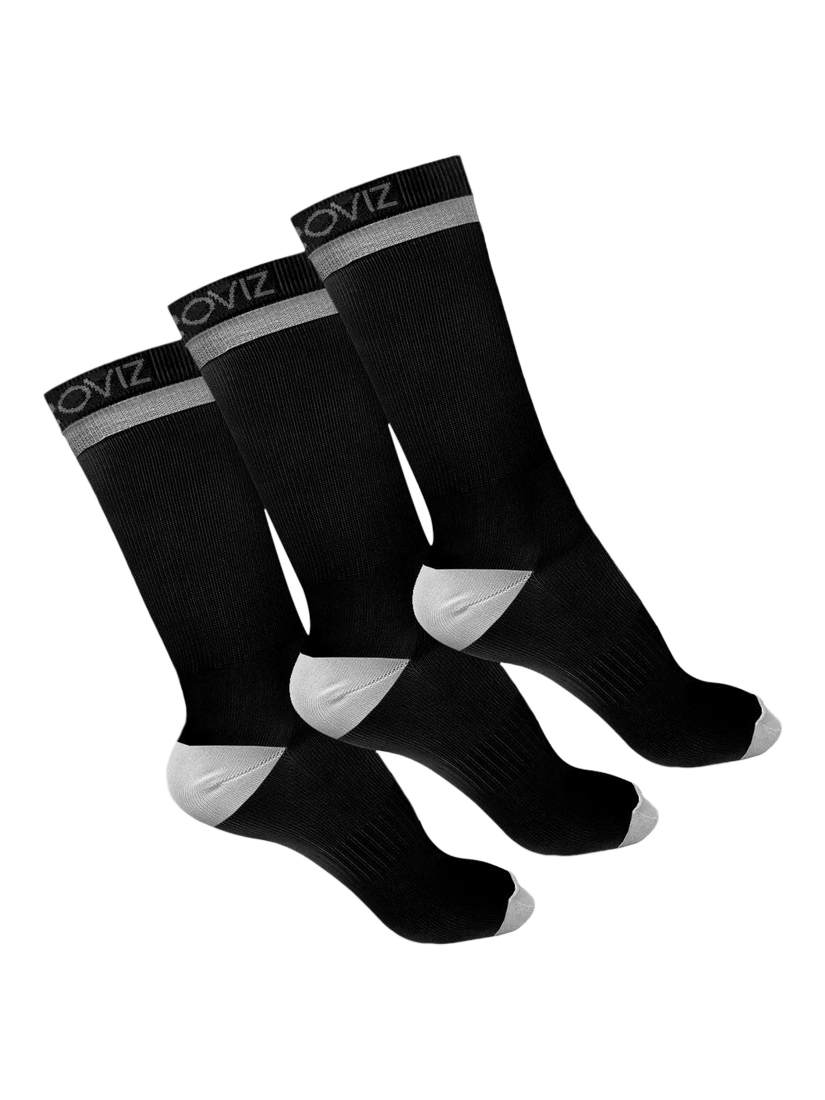 Product image 1 of 2, which shows Proviz Reflective Mid Length Running Socks, Pack of 3, Black, M