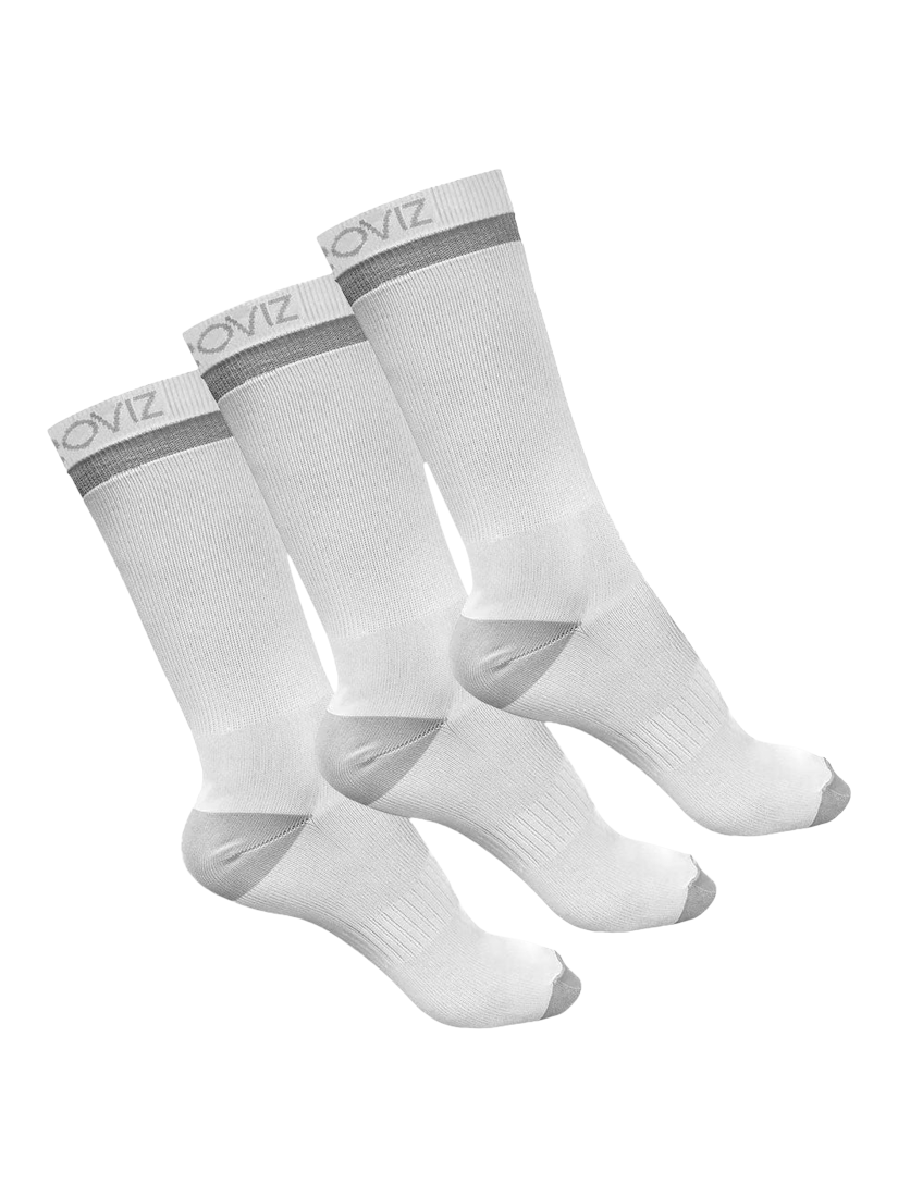 Product image 1 of 1, which shows Proviz Reflective Mid Length Running Socks, Pack of 3, White, S
