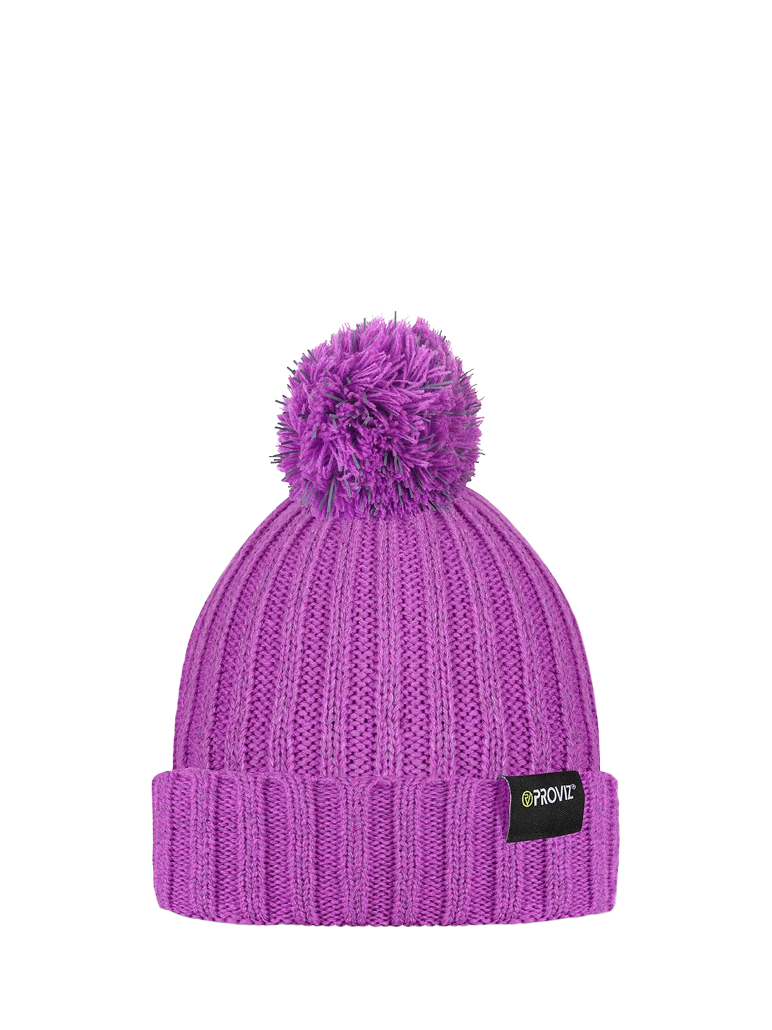 Product image 1 of 1, which shows Proviz REFLECT360 Pom Pom Fleece Beanie Hat, Purple