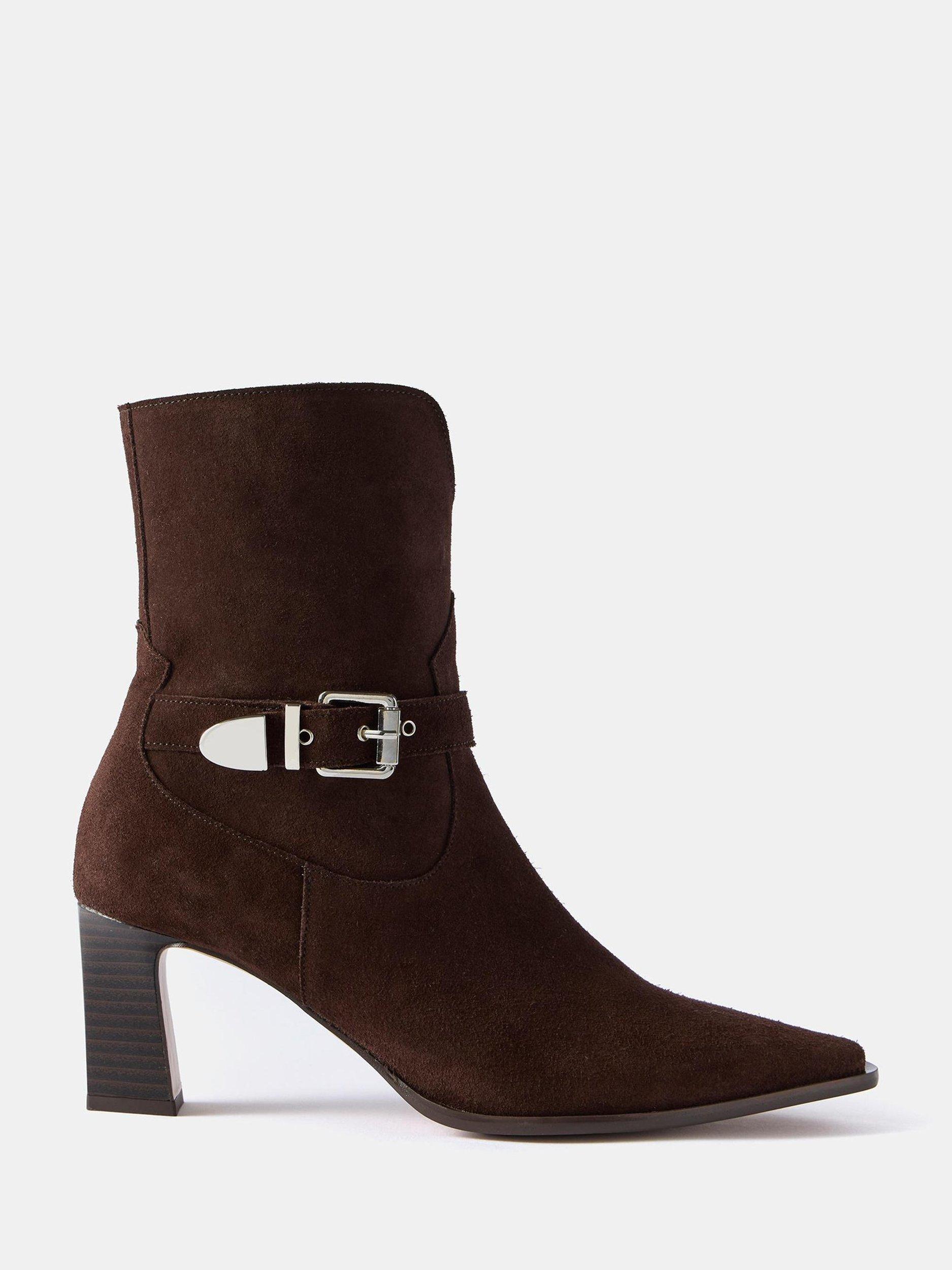 Product image 1 of 3, which shows Mint Velvet Blair Suede Ankle Boots, Brown/Multi, 3