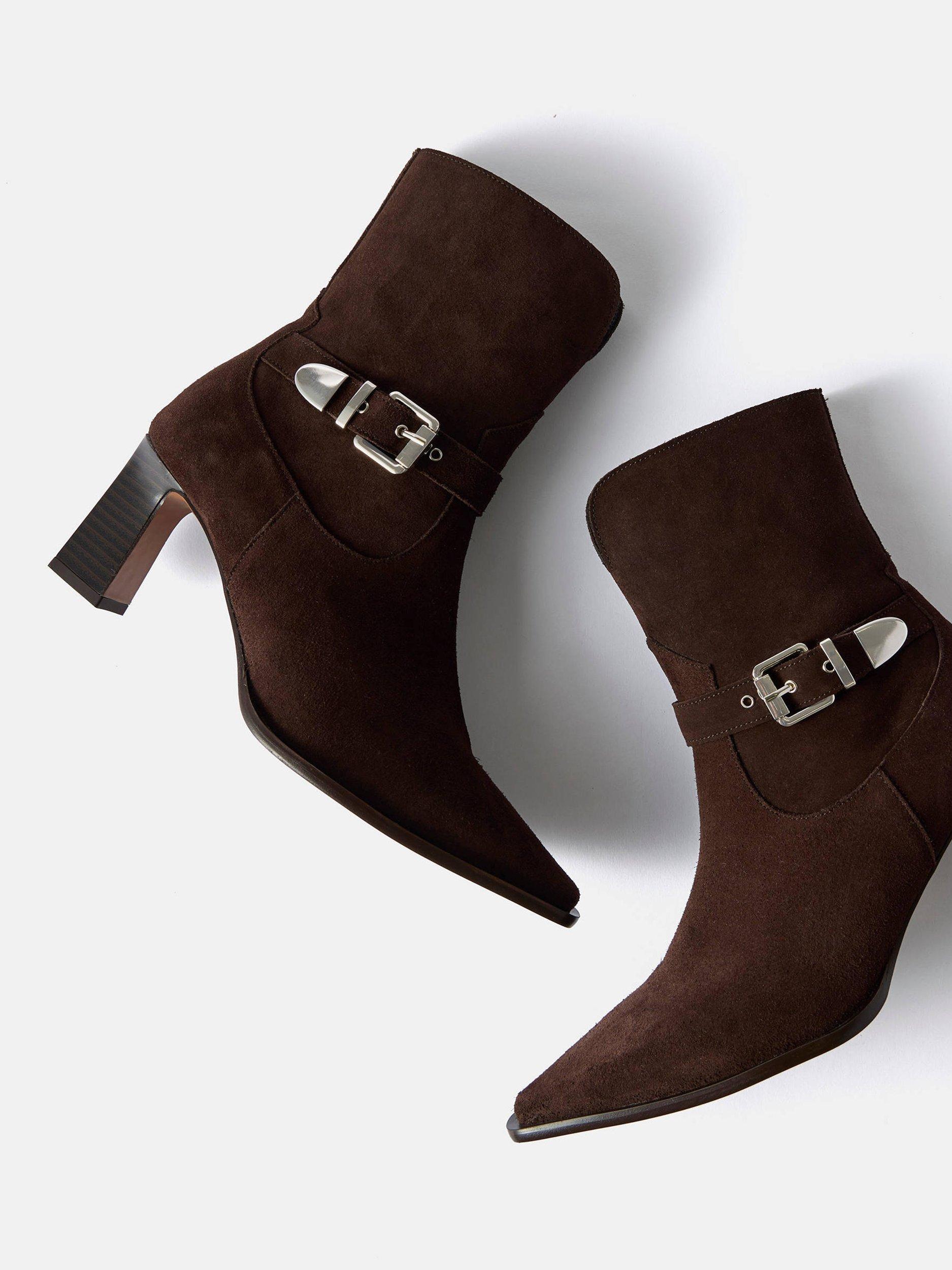 Product image 2 of 3, which shows Mint Velvet Blair Suede Ankle Boots, Brown/Multi, 3