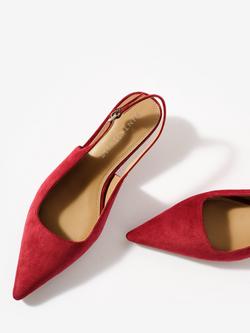 Mint Velvet Mila Suede Slingback Sandals, Red - view 2, Red