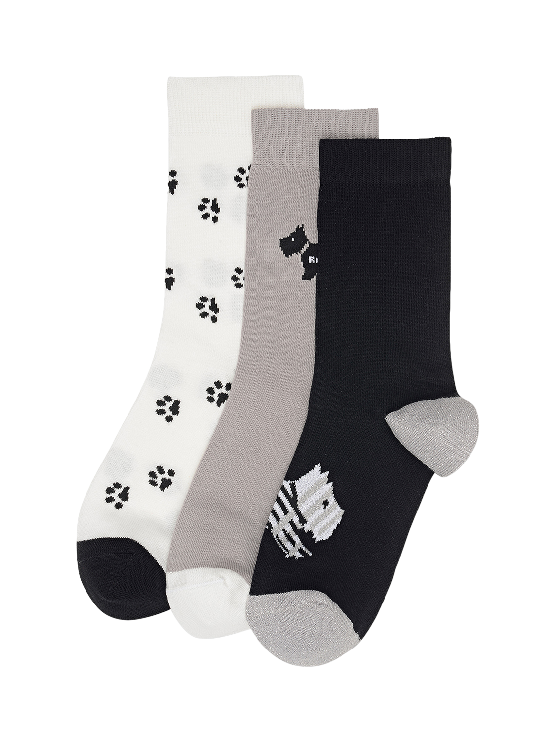 Product image 1 of 2, which shows Radley Cotton Blend Socks Gift Set, Pack of 3, Ash, One Size