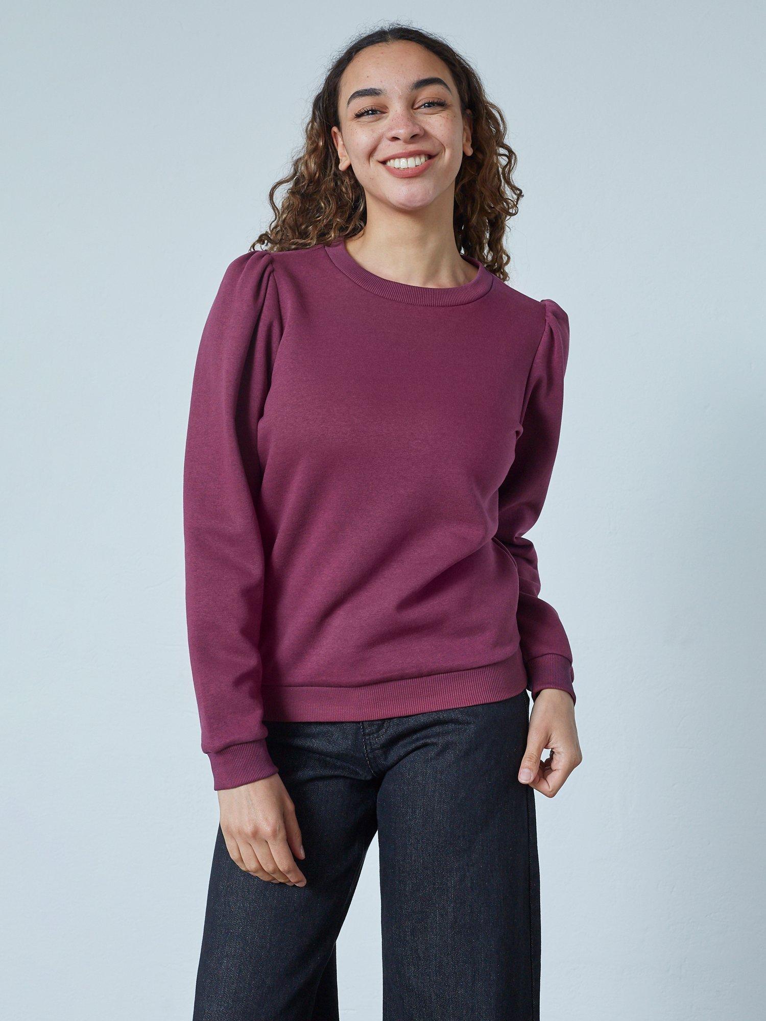 Product image 1 of 5, which shows Sisters Point Peva Crew Neck Sweatshirt, Deep Bordeaux, XS