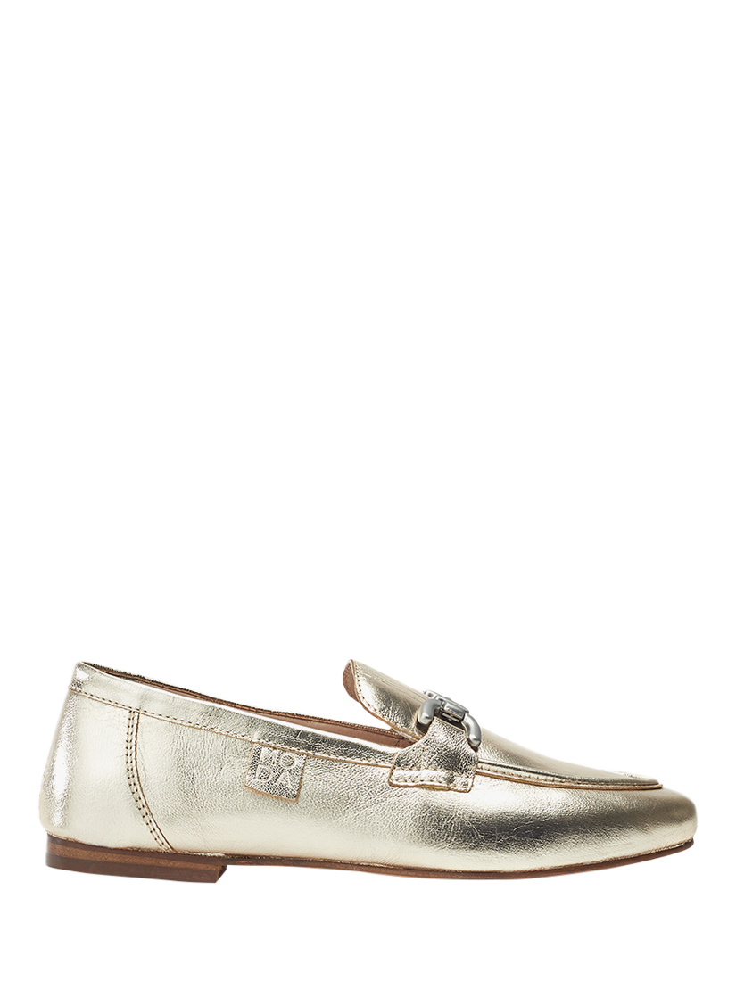 Product image 1 of 4, which shows Moda in Pelle Ellea Leather Snaffle Trim Loafers, Gold, 3