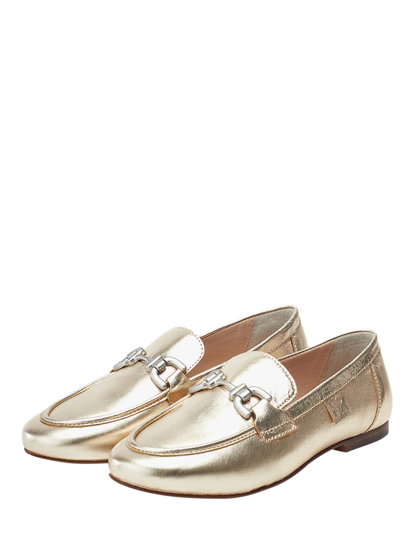 Product image 2 of 4, which shows Moda in Pelle Ellea Leather Snaffle Trim Loafers, Gold, 3