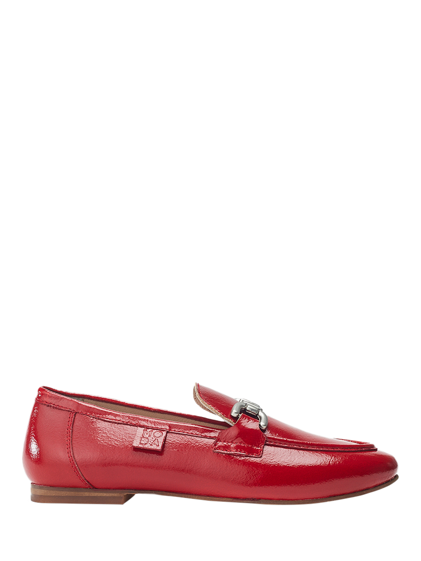 Product image 1 of 4, which shows Moda in Pelle Ellea Leather Snaffle Trim Loafers, Red, 3
