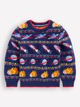 Mini Boden Kids' Wool Blend Jumper, College Navy Space