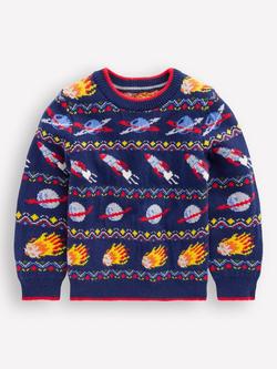 Mini Boden Kids' Wool Blend Jumper, College Navy Space, College Navy Space