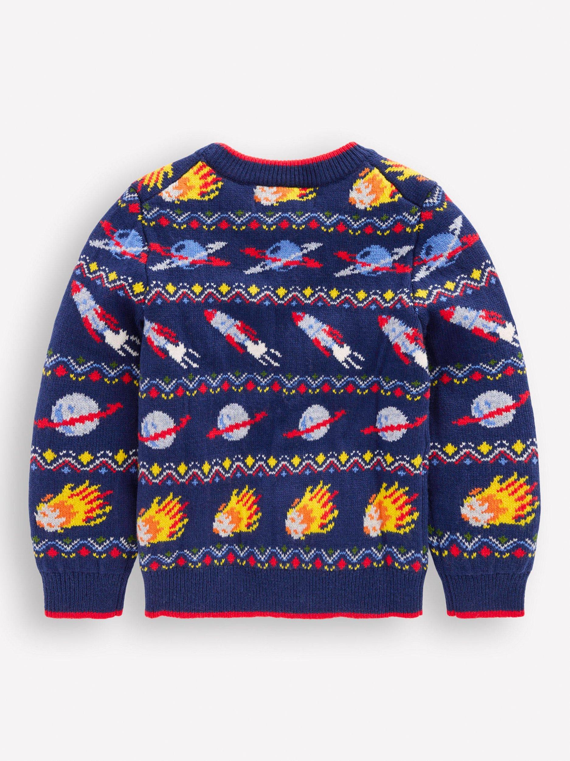 Product image 2 of 3, which shows Mini Boden Kids' Wool Blend Jumper, College Navy Space, 11-12 years