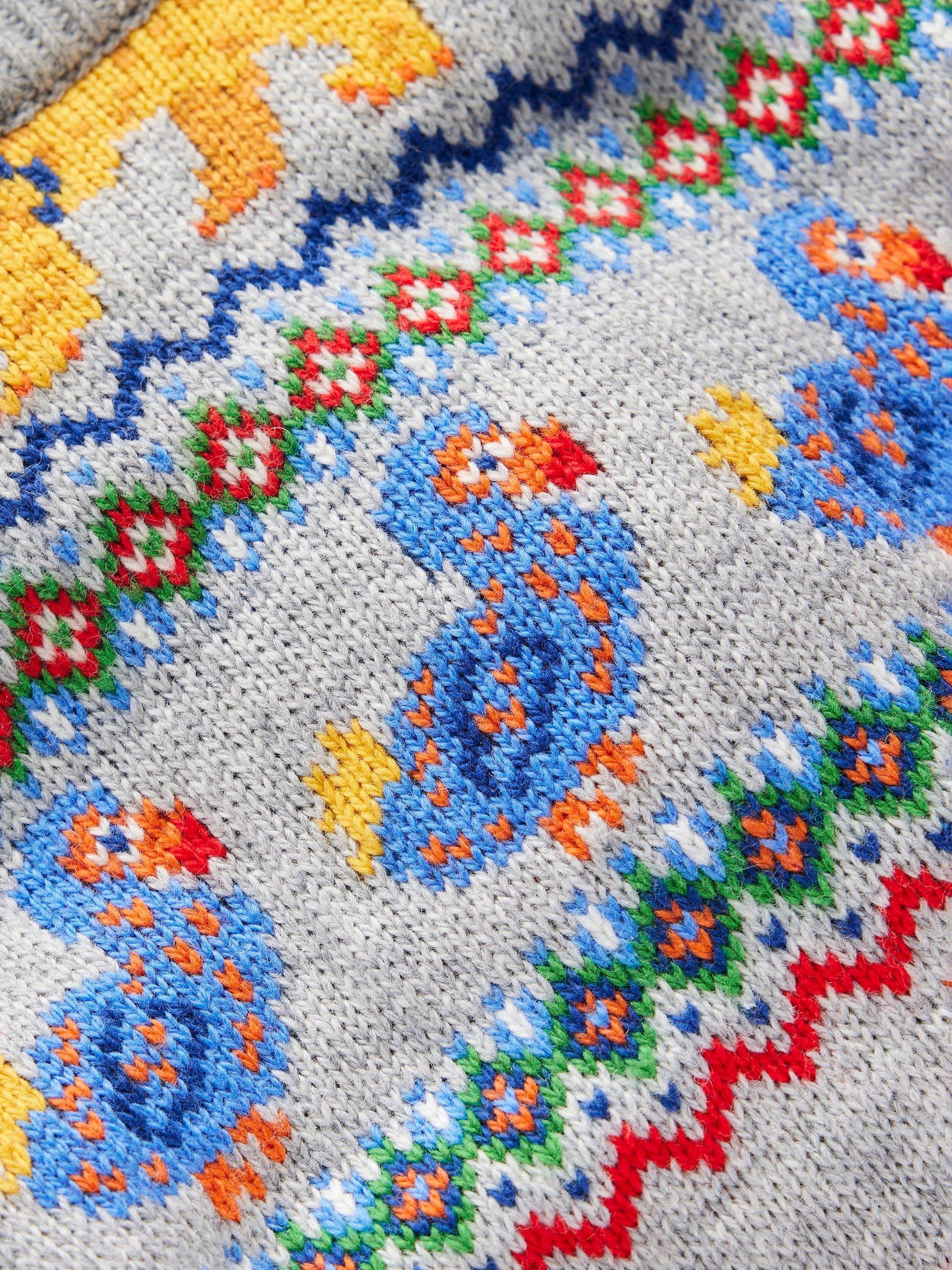 Product image 3 of 3, which shows Mini Boden Kids' Wool Blend Jumper, Grey Marl Animals, 8-9 years