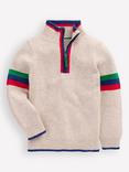 Mini Boden Kids' Heritage Wool Blend Half Zip Jumper, Oatmeal Marl