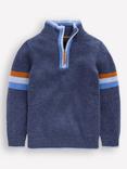 Mini Boden Kids' Heritage Wool Blend Half Zip Jumper, College Navy