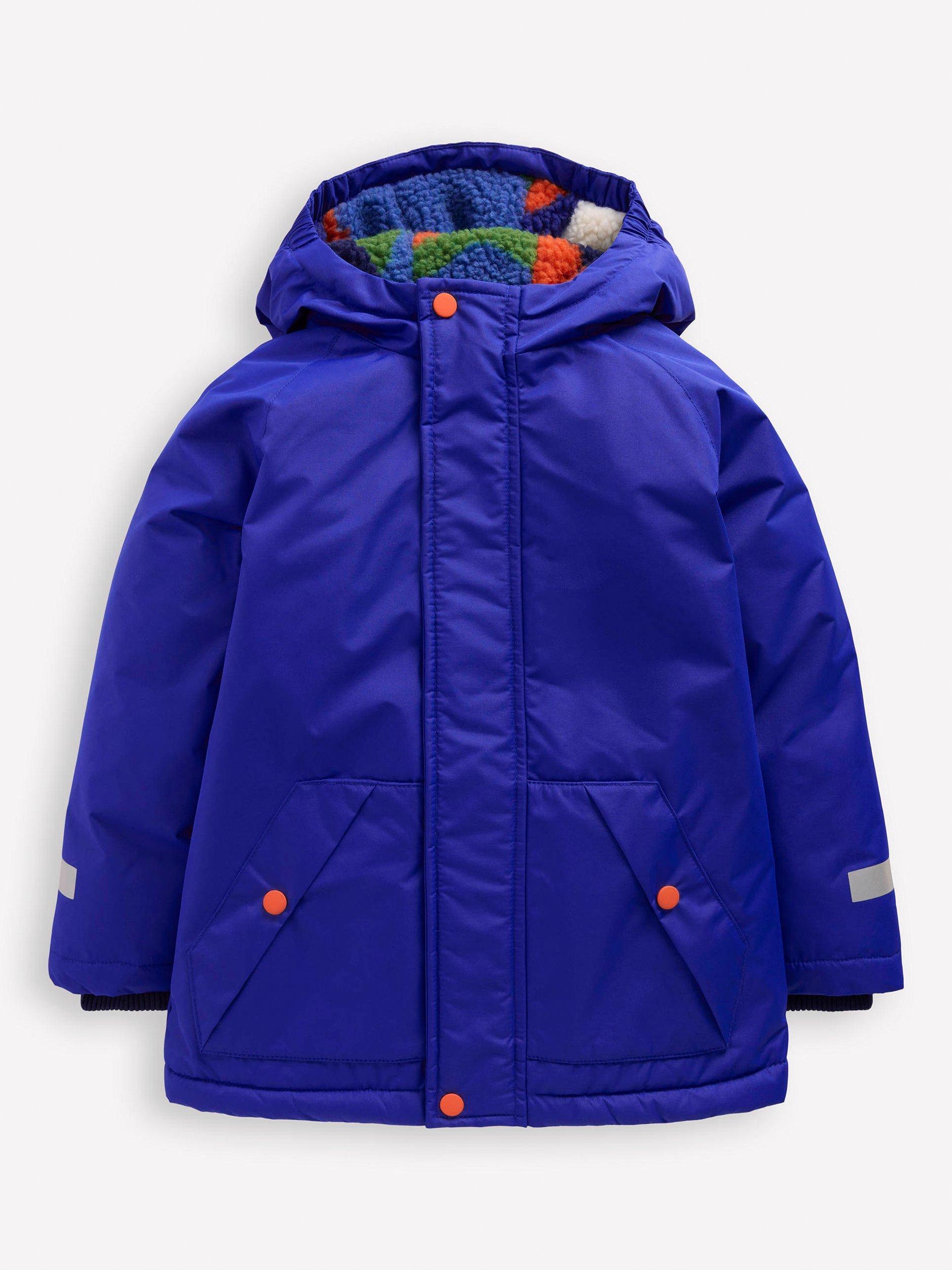 Product image 1 of 5, which shows Mini Boden Kids' Borg Lined Anorak, Blue, 6-7 years