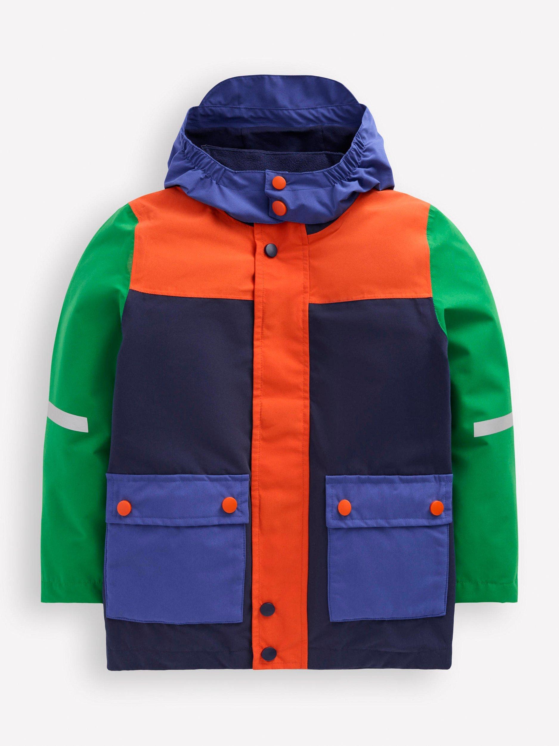 Product image 1 of 5, which shows Mini Boden Kids' Hooded Fisherman Jacket, Multi, 5-6 years