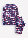 Mini Boden Kids' Cotton Glow In The Dark Pyjamas, Blue Spooky Ghosts