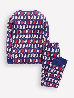 Mini Boden Kids' Cotton Glow In The Dark Pyjamas, Blue Spooky Ghosts - view 2, Blue Spooky Ghosts